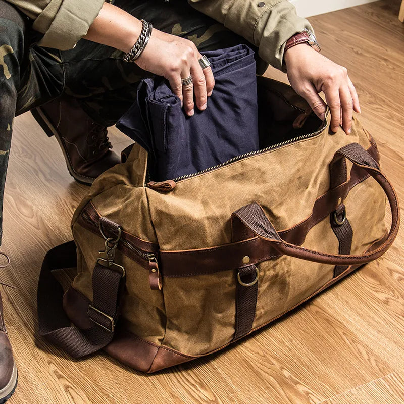 Sac De Voyage Toile 70L Homme - Weekend, Sport, Longs Séjours - Extensible, Multiple Poches, Bandoulière - 9