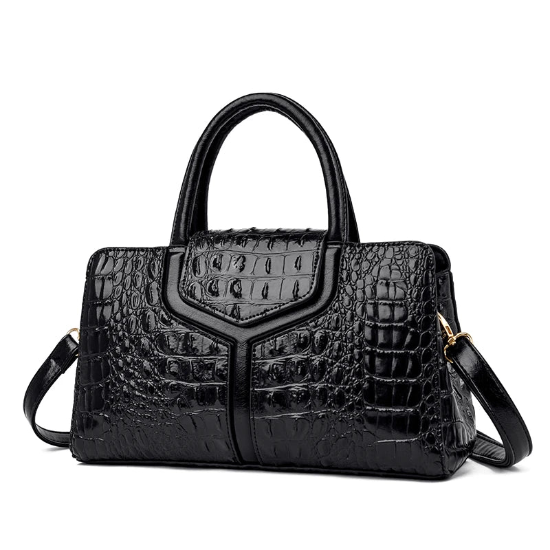 Petit Sac à Main Noir Croco Voyages Premium