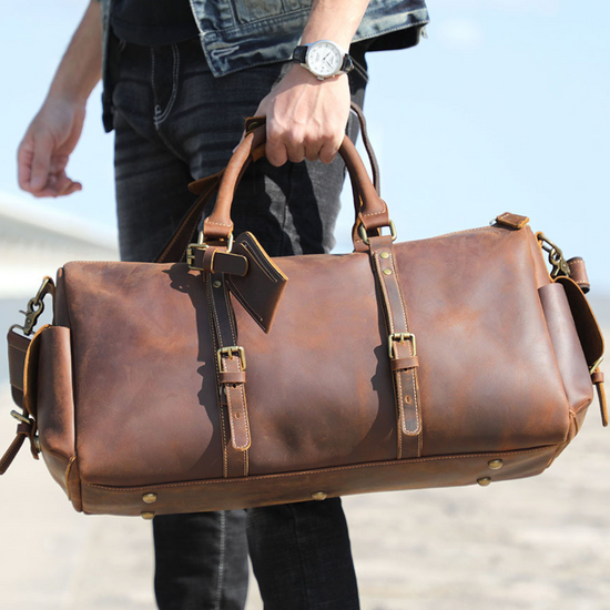 Sac Voyage Vintage Cuir Marron