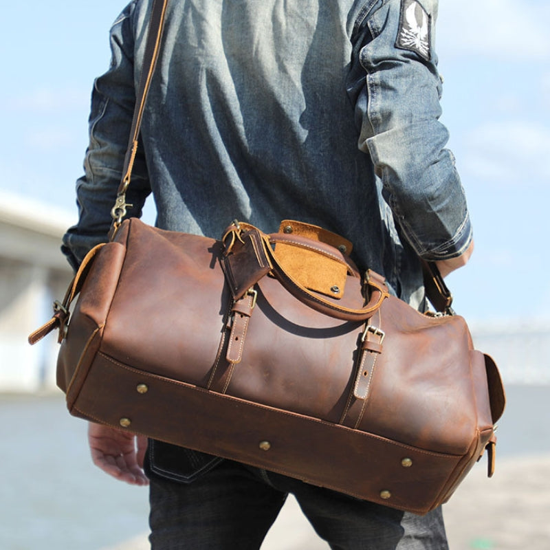 Virklyee Sac de voyage Vintage Sac Weekend Homme Sac en bandoulière pour rétro cuir unisexe,51x24x29cm, 35L,pour Voyage, Week-End, Vacances (Noir Virklyee Sac de voyage Vintage Sac Weekend Homme Sac en bandoulière pour rétro cuir unisexe,51x24x29cm, 35L,pour Voyage, Week-End, Vacances (Noir