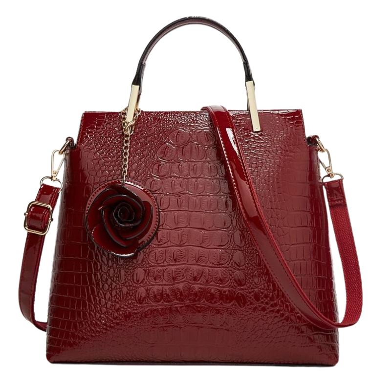 Sac à Main Rouge Effet Croco