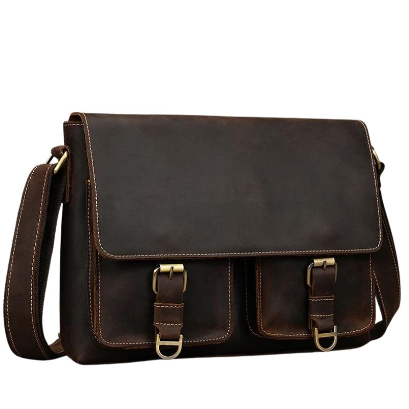 Sac Messenger Homme Luxe Cuir Vintage Rétro