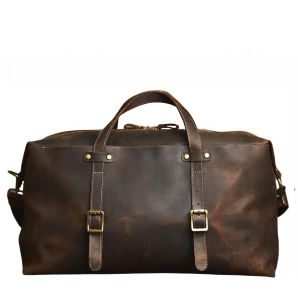 Grand sac de voyage week-end vintage pour hommes en cuir véritable
