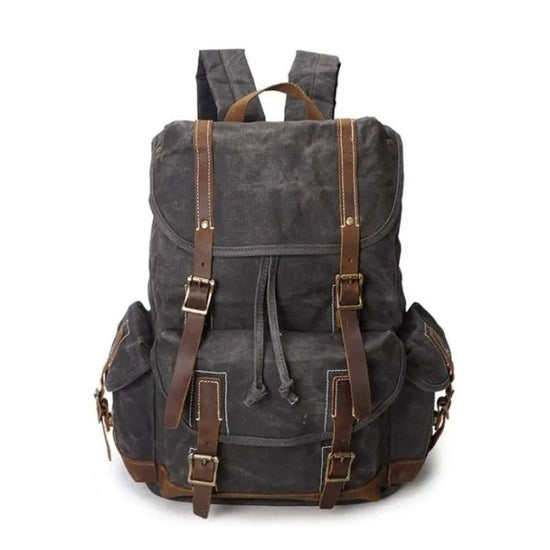Sac à Dos Homme Toile et Cuir Gris