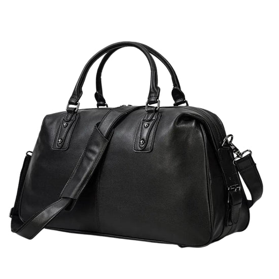 Sac à Main Homme Cuir Noir Voyages Premium - Main Image
